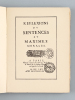 Sentences et Maximes morales. LA ROCHEFOUCAULD