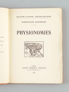 Physionomies. Etudes critiques [ Livre dédicacé par l'auteur ]. EMBIRICOS, Alexandre