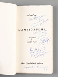L'Ambigauche. Lithographies de Albert Prat [ Edition originale - Livre dédicacé par l'auteur, avec une L.A.S jointe]
