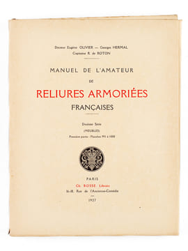Manuel de l'Amateur de Reliures Armoriées Françaises. Dixième Série (Meubles) Première Partie : Planches 991 à 1088. OLIVIER, Docteur Eugène ; HERMAL, ...