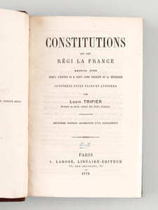 Constitutions qui ont régi la France depuis 1789 jusqu'à l'élection de M. Grévy comme Président de la République