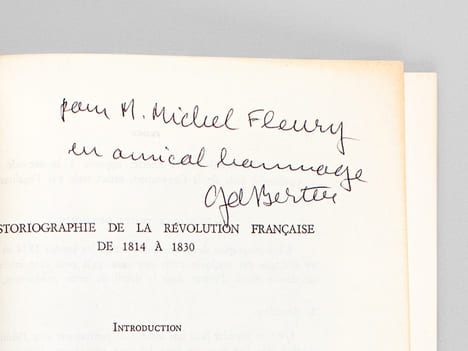 L'Historiographie de la Révolution Française de 1814 à 1830 [ Edition originale - Livre dédicacé par l'auteur ]. BERTIER DE SAUVIGNY, Guillaume de 