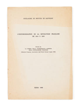 L'Historiographie de la Révolution Française de 1814 à 1830 [ Edition originale - Livre dédicacé par l'auteur ]. BERTIER DE SAUVIGNY, Guillaume de 