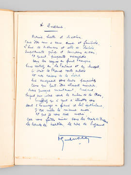 Déjeuner en l'honneur de Madame Dussane, Sociétaire de la Comédie Française, Samedi 19 mars 1932. Discours et Poésies [ Livre dédicacé par Béatrix ...