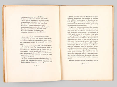 Déjeuner en l'honneur de Madame Dussane, Sociétaire de la Comédie Française, Samedi 19 mars 1932. Discours et Poésies [ Livre dédicacé par Béatrix Dussane ]