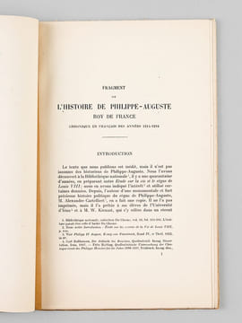 Fragment de l'Histoire de Philippe-Auguste Roy de France. Chronique en français des années 1214-1216 [ Edition originale - Livre dédicacé par l'auteur ...