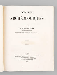 [ Recueil de deux Titres : ] Histoire de l'Instruction Publique en Europe et principalement en France depuis le christianisme jusqu'à nos jours. Universités, Collèges, Ecoles des deux sexes, Académies, Bibliothèque publiques, etc. par Vallet de Viriville [ Le Moyen-Age et la Renaissance ], illustrations archéologiques de Ferdinand Séré, Administration du Moyen-Age et de la Renaissance, Paris, 1849, 5 pp. et environ 50 ff., avec 20 planches hors texte dont 10 en couleurs [ Avec : ] Annales Archéologiques dirigées par Didron Ainé, Volume III (Juillet - Décembre 1845), Au Bureau des Annales Archéologiques, A la Librairie Archéologique de Victor Didron, Paris, 1845, 408 pp. avec 12 planches hors texte dont une dépliante 