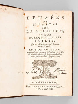 Pensées de M. Pascal sur la Religion et sur quelques autres Sujets, Qui ont esté trouvées après sa mort parmy ses papiers . PASCAL, Blaise ; [ ...