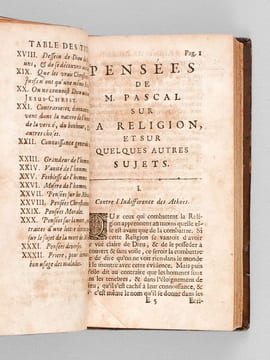 Pensées de M. Pascal sur la Religion et sur quelques autres Sujets, Qui ont esté trouvées après sa mort parmy ses papiers . PASCAL, Blaise ; [ ...