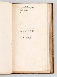 [ Recueil de 5 titres : ] Lettre de M. Sylvain Van de Weyer à M. Ernst Munch [ Edition originale - Livre dédicacé par l'auteur ] [ Suivi de : ] L'Inondation, Dithyrambe, par Edouard Smits ; suivi d'un moyen facile et économique d'être bienfaisant, Proposé aux Jeunes Gens, et de Pensées diverses par Sylvain Van de Weyer, au profit des inondés [ Edition originale ], [ Suivi de : ] Discours prononcé à l'Ouverture du Cours de l'Histoire de la Philosophie, au Musée des Sciences et des Lettres, le 18 avril 1827 [ Edition originale - Livre dédicacé par l'auteur ] [ Suivi de : ] Supplément aux Oeuvres de Jacques-Henri-Bernardin de Saint-Pierre, précédé d'un avant-propos de l'éditeur [ Suivi de : ] Dissertation sur la Réalité, la Connaissance et la Pratique du Devoir comme Naturelles ; par Sylvain Vandeweyer, Avocat  [ Edition originale ]