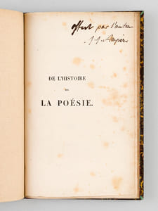 De l'Histoire de la Poésie. Discours prononcé à l'Athénée de Marseille, pour l'ouverture du Cours de Littérature, le 12 mars 1830 [ Edition originale - Livre dédicacé par l'auteur ]