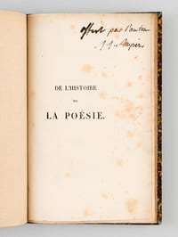 De l'Histoire de la Poésie. Discours prononcé à l'Athénée de Marseille, pour l'ouverture du Cours de Littérature, le 12 mars 1830 [ Edition originale - Livre dédicacé par l'auteur ]