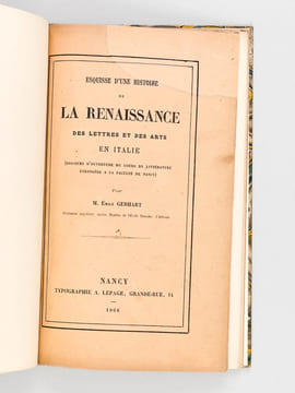 Esquisse d'une Histoire de la Renaissance des Lettres et des Arts en Italie [Edition originale ]  (Discours d'ouverture du Cours de Littérature ...