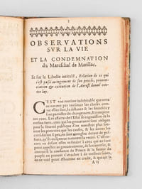 Observations sur la Vie et la Condemnation du Mareschal de Marillac. Et sur le Libelle intitulé, Relation de ce qui s'est passé au iugement de son procès, prononciation & execution de l'Arrest donné contre luy [ Edition originale ]