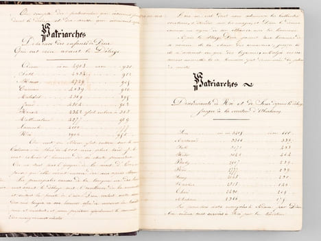Manuscrit "Extraits d'Histoire" : Notions préliminaires et Histoire Sainte (de "Première époque : de la Création 4963 au Déluge 3307" jusqu'au Livre ...