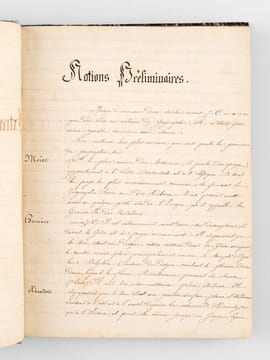 Manuscrit "Extraits de Géographie" : 1er Cours. Notions préliminaires - Asie Mineure (Carie, Lysie, Bithynie, etc...) - Syrie - Phénicie - Palestine - ...