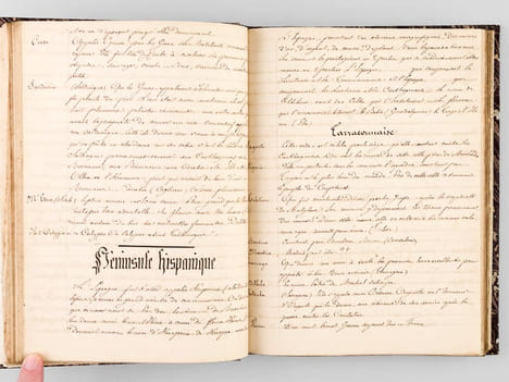 Manuscrit "Extraits de Géographie" : 1er Cours. Notions préliminaires - Asie Mineure (Carie, Lysie, Bithynie, etc...) - Syrie - Phénicie - Palestine - ...