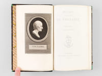 Oeuvres complètes (Tomes 1 à 41 sur 66) Tomes 1 à 7 : Théâtre ; 8 : La Henriade (1819, 434 p.) ; 9 : La Pucelle d'Orléans ; 10 : Poèmes ; 11 : Epîtres et stances ; 12 : Contes en vers. Satires et poésies mêlées ; 13-16 : Essai sur les moeurs et l'Esprit des Nations ; 17-18 : Le siècle de Louis XIV ; 19 : Précis du siècle de Louis XV ; 20 : Histoire de Charles IX ; 21 : Histoire de l'empire de Russie ; 22 : Annales de l'Empire ; 23 : Histoire du Parlement de Paris ; 24-25 : Mélanges historiques ; 26-27 : Politique et législation ; 28 : Physique ; 29 - 31 : Philosophie ; 32 : Dialogues et Entretiens philosophiques ; 33-38 : Dictionnaire philosophique ; 39-40 : Romans ; 41 : Facéties