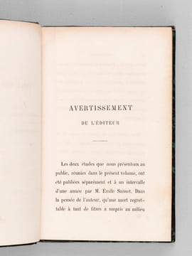 L'âme et la vie. Etude sur la renaissance de l'animisme, suivie d'un Examen critique de l'Esthétique Française. [ Edition originale ]. SAISSET, Emile