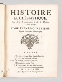 Histoire Ecclésiastique pour servir de Continuation à celle de Monsieur l'Abbé Fleury. Tome Trente-Quatrième. Depuis l'An 1563, jusqu'en 1569