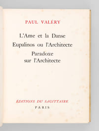Oeuvres de Paul Valéry (Tomes I et II) Tome I : L'Ame et la Danse. Eupalinos ou l'Architecte. Paradoxe sur l'Architecte ; Tome II : Monsieur Teste. La Soirée. Le Log-Book. Quelques Epîtres