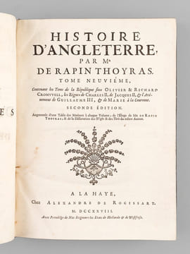 Histoire d'Angleterre par M. de Rapin Thoyras. Tome Neuvième [Tome 9 seul ] Contenant les Tems de la République sous Olivier & Richard Cromwell, les ...