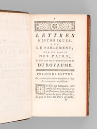 Lettres historiques sur les Fonctions essentielles du Parlement ; sur le Droit des Pairs, et sur les Loix Fondamentales du Royaume (2 Parties - Complet)