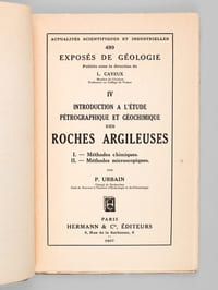 Introduction à l'étude pétrographique et géochimique des Roches argileuses (2 Tomes : 5 parties - Complet) I : Méthodes chimiques ; II : Méthodes microscopiques ; III : Méthodes thermiques ; IV : Méthodes roentgenographiques ; V : Méthodes mécaniques