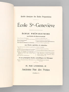 Ecole Ste-Geneviève 1854-1904. 48 rue Lhomond, Ancienne Rue des Postes. Ecole préparatoire aux école préparatoires (Ecole Normale Supérieure, Ecole ...
