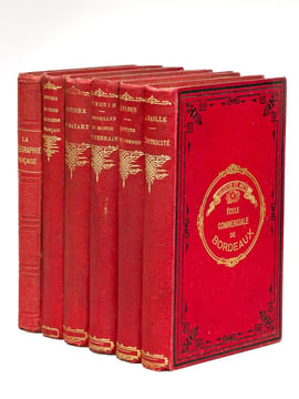 [ Lot de 6 ouvrages aux fers de "l'Ecole Commerciale de Bordeaux" fondée par Victor Coupin ] Histoire de trois ouvriers français. Richard-Lenoir, ...