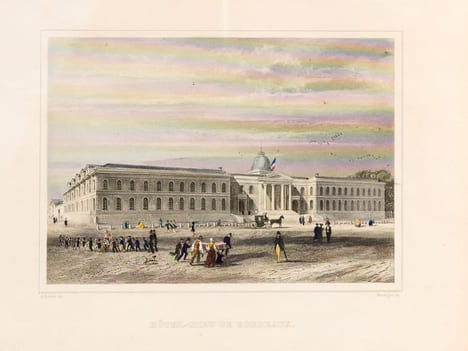 Hôtel-Dieu de Bordeaux [ Gravure originale en couleurs de l'Hôpital Saint-André ]. BORDES, Adolphe