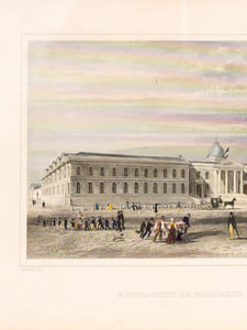 Hôtel-Dieu de Bordeaux [ Gravure originale en couleurs de l'Hôpital Saint-André ]