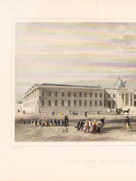 Hôtel-Dieu de Bordeaux [ Gravure originale en couleurs de l'Hôpital Saint-André ]. BORDES, Adolphe