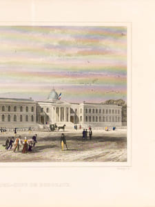 Hôtel-Dieu de Bordeaux [ Gravure originale en couleurs de l'Hôpital Saint-André ]
