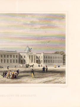 Hôtel-Dieu de Bordeaux [ Gravure originale en couleurs de l'Hôpital Saint-André ]. BORDES, Adolphe