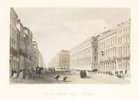 Rue du Chapeau-Rouge, Bordeaux [ Gravure originale en couleurs du Cours du Chapeau-Rouge à Bordeaux ]