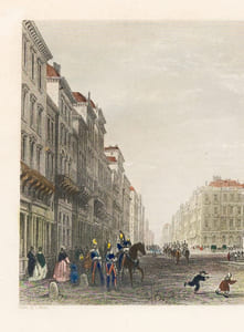 Rue du Chapeau-Rouge, Bordeaux [ Gravure originale en couleurs du Cours du Chapeau-Rouge à Bordeaux ]