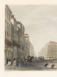 Rue du Chapeau-Rouge, Bordeaux [ Gravure originale en couleurs du Cours du Chapeau-Rouge à Bordeaux ]