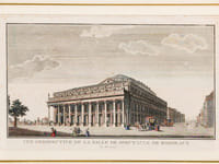 Vue perspective de la Salle de Spectacle de Bordeaux par M. Louis [ Gravure rehaussée en couleurs du Grand Théâtre de Bordeaux ]