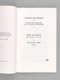 Collège de France. Chaire de Grammaire et de Pensée allemande. Leçon inaugurale faite le Vendredi 25 avril 1986 [ Edition originale ]
