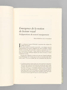 Les origines du Collège de France (1500-1560) Actes du Colloque international (Paris, décembre 1995)