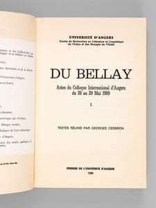 Du Bellay. Actes du Colloque International d'Angers du 26 au 29 Mai 1989 (2 Tomes - Complet)