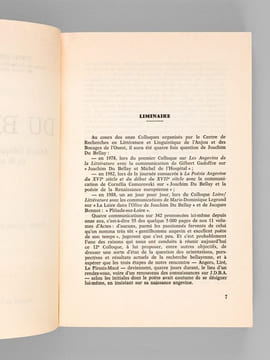 Du Bellay. Actes du Colloque International d'Angers du 26 au 29 Mai 1989 (2 Tomes - Complet). Collectif ; Centre de Recherches en Littérature et ...