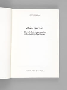 Filologi e Fascismo. Gli studi di Letteratura latina nell'"Enciclopedia italiana".