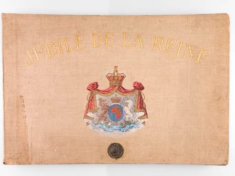 Jubilé de la Reine Victoria. 22 juin 1897. Album unique composé de documents collectés par Ernesta Stern dont : Plan de l'itinéraire de la procession ...