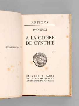 A la Gloire de Cynthie. PROPERCE