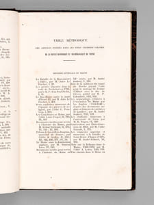 Table des matières contenues dans les vingt premiers volumes de la Revue historique et archéologique du Maine, dressée par l'abbé Em. Chambois [ Suivi de : ] Table des matières contenues  dans les Volumes XXI à XL (1887-1891) dressée par Dom B. Heurtebize [ Suivi de : ] Table des matières contenues  dans les Volumes XLI à LX (1897-1906) 