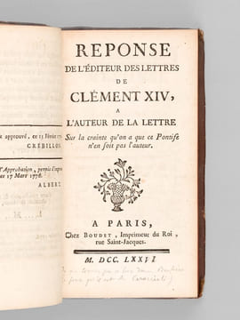 [ Recueil factice de quelques Pièces concernant des Lettres apocryphes du Pape Clément XIV, attribuées par l'abbé Grozier à M. Caraccioli ] Lettre à ...