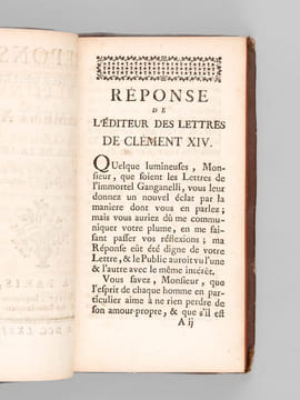 [ Recueil factice de quelques Pièces concernant des Lettres apocryphes du Pape Clément XIV, attribuées par l'abbé Grozier à M. Caraccioli ] Lettre à ...