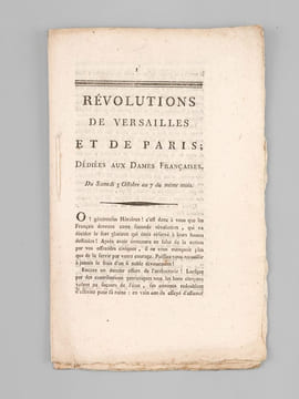 Révolutions de Versailles et de Paris ; dédiées aux Dames Françaises. Du Samedi 3 Octobre au 7 du même mois.. Anonyme